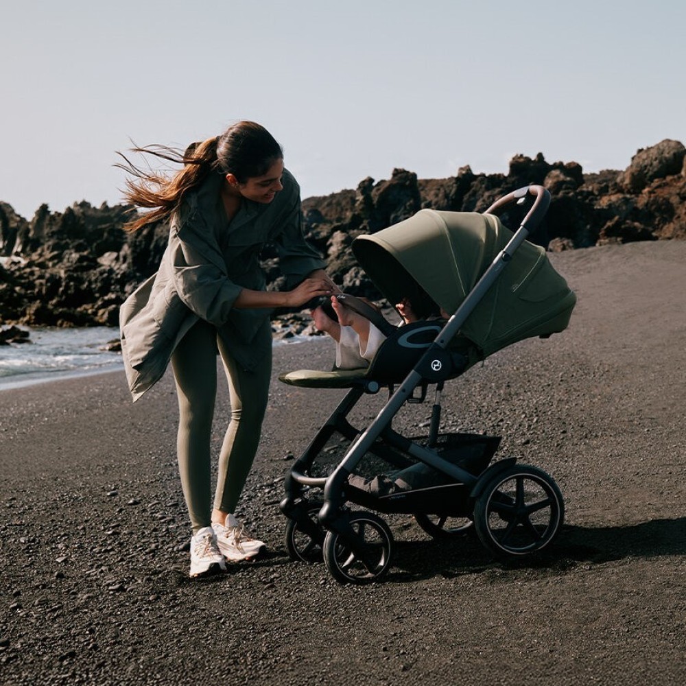 Cybex Talos S Lux - wózek spacerowy na każdy teren / spacerówka z dużymi kołami, dwukierunkowe siedzisko, regulowana rączka • Moss Green (Taupe Frame)