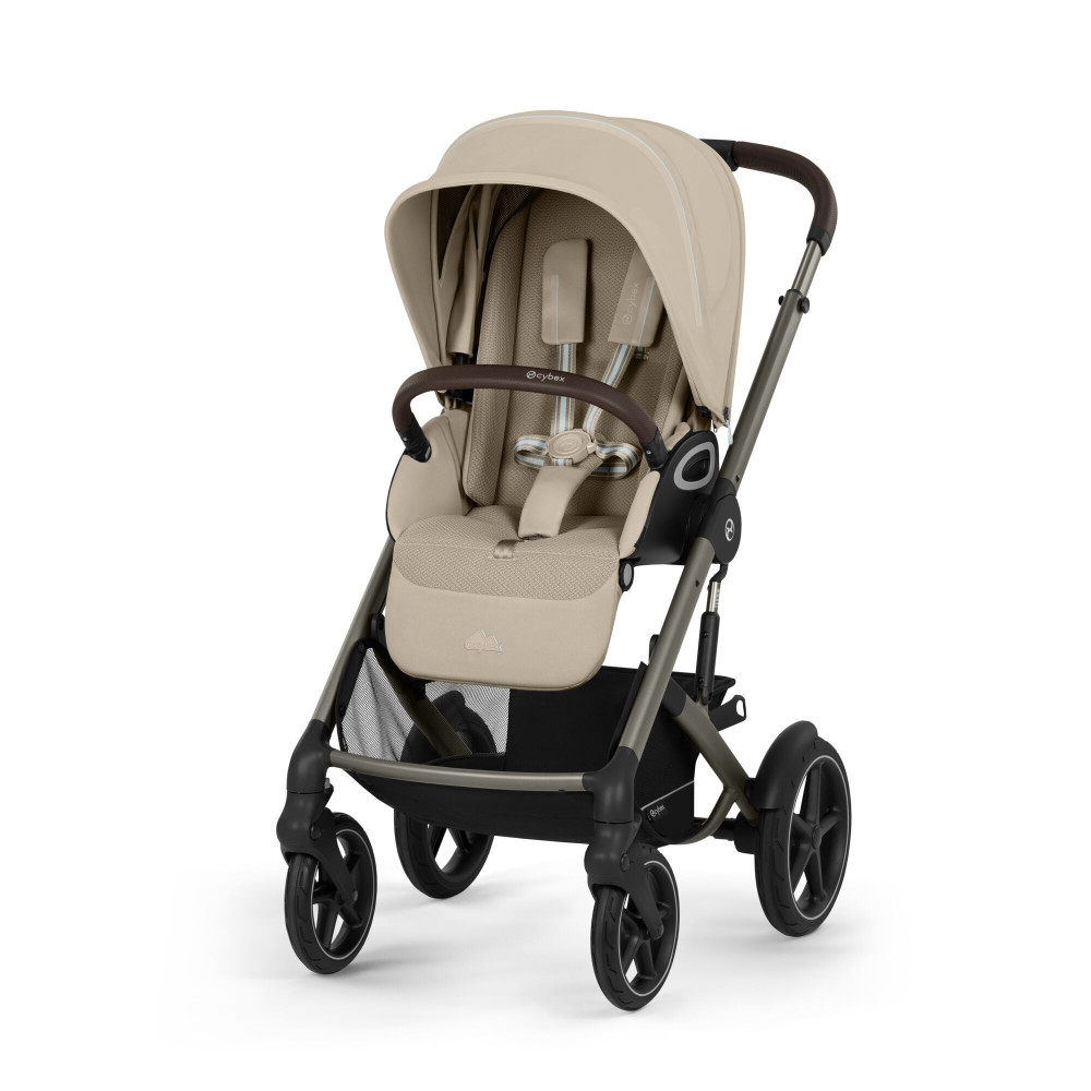 Cybex Talos S Lux - прогулянкова коляска з великими колесами, всесезонний візок, реверсивне сидіння, регульована ручка • Almond Beige (Taupe Frame)