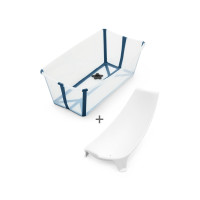 Stokke Flexi Bath - składana wanienka dla dzieci z wkładką dla noworodka (0-4 lat) • Transparent Blue