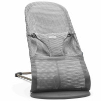 BabyBjorn Bliss -  leżaczek i fotelik z tkaniny mesh dla dzieci (0 - 2 lata, 3.5 - 13 kg) • Grey / Dark Grey Frame