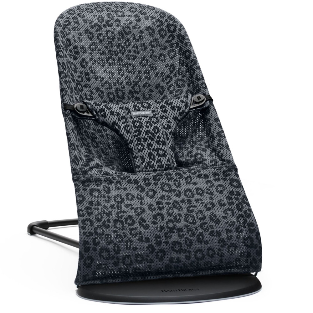BabyBjorn Bliss - шезлонг для немовля, крісло для дітей (0 - 2 роки, 3,5 - 13 кг) • Anthracite Leopard / Black Fram