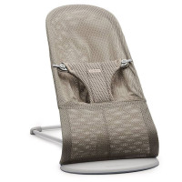 BabyBjorn Bliss - leżaczek i fotelik z tkaniny mesh dla dzieci (0 - 2 lata, 3.5 - 13 kg) • Grey Beige / Light Grey Frame