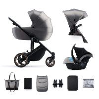 Kinderkraft Prime 2 Сіра дитяча коляска 3в1 з автокріслом