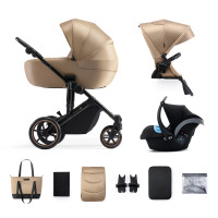 Kinderkraft Prime 2 Бежева дитяча коляска 3в1 з автокріслом