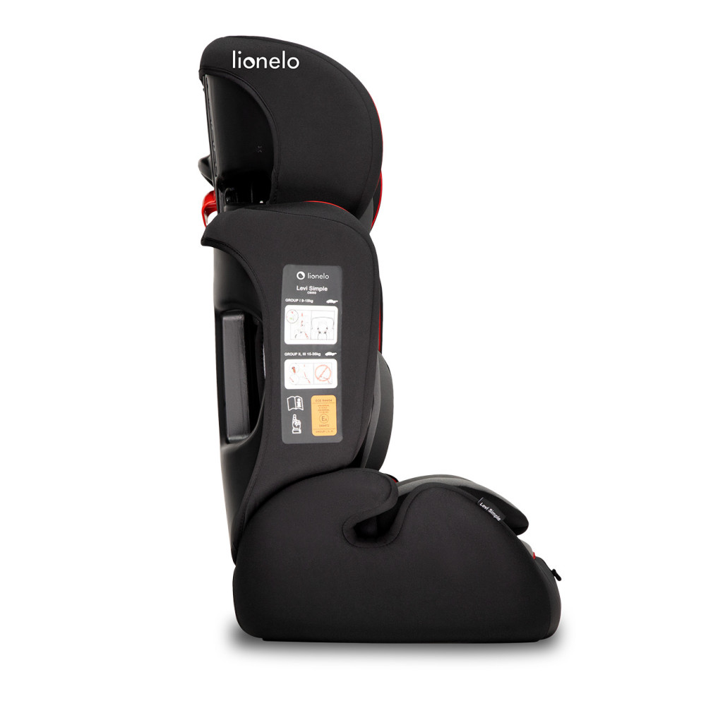 Lionelo Levi Simple - fotelik samochodowy przodem do kierunku jazdy (9mc - 12lat / 9-36kg) • Sporty Black