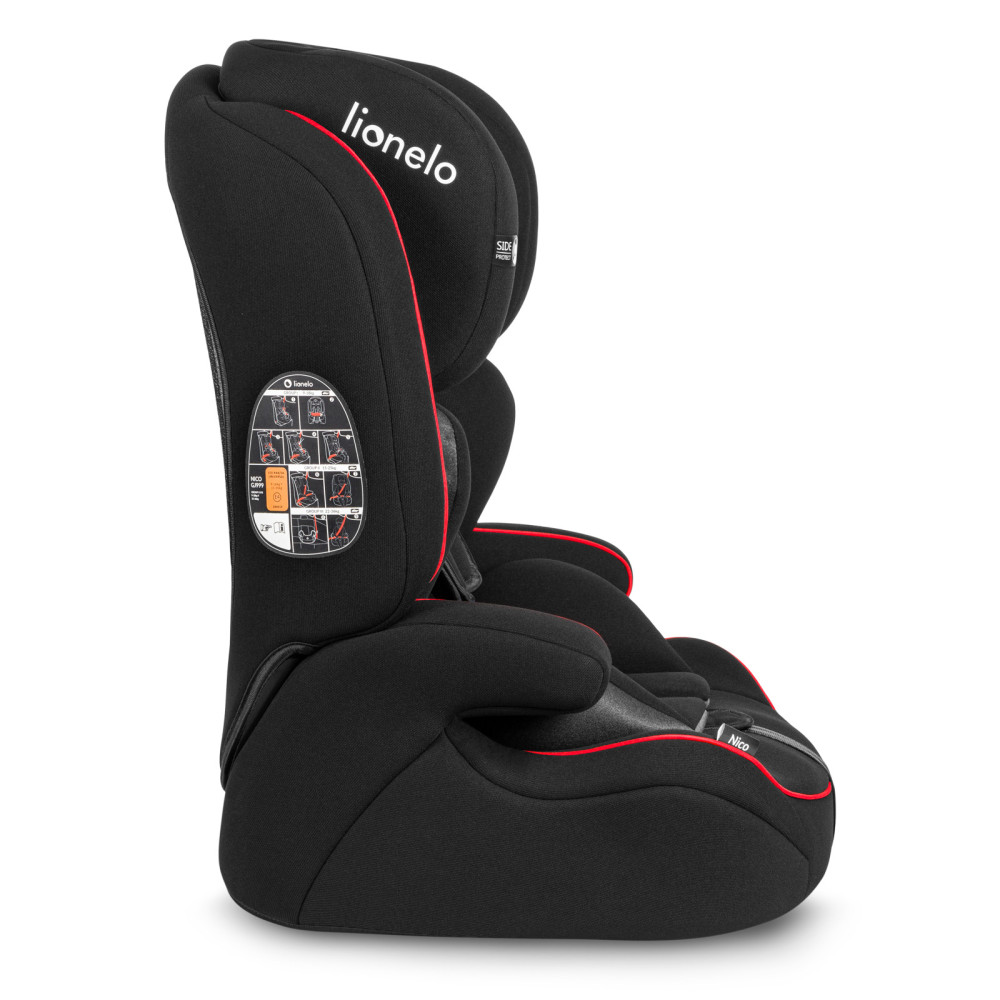 Lionelo Nico - fotelik samochodowy przodem do kierunku jazdy (80-145cm / 9mc-12lat) • Black Red Lionelo Nico - fotelik samochodowy przodem do kierunku jazdy (80-145cm / 9mc-12lat) • Black Red