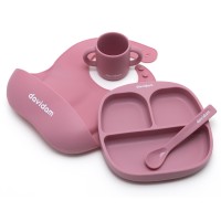 Davidam - zestaw naczyń silikonowych z talerzykiem • Pink Blush
