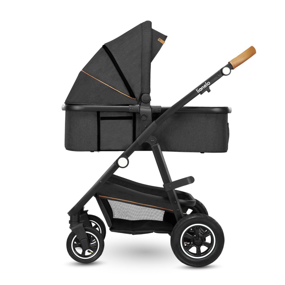 Lionelo Amber - wózek wielofunkcyjny 3w1 / wózek z pompowanymi kołami • Grey Graphite