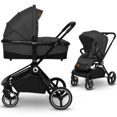 Lionelo Mika - wózek wielofunkcyjny 2w1 / kompaktowy wózek 2w1 • Grey Graphite