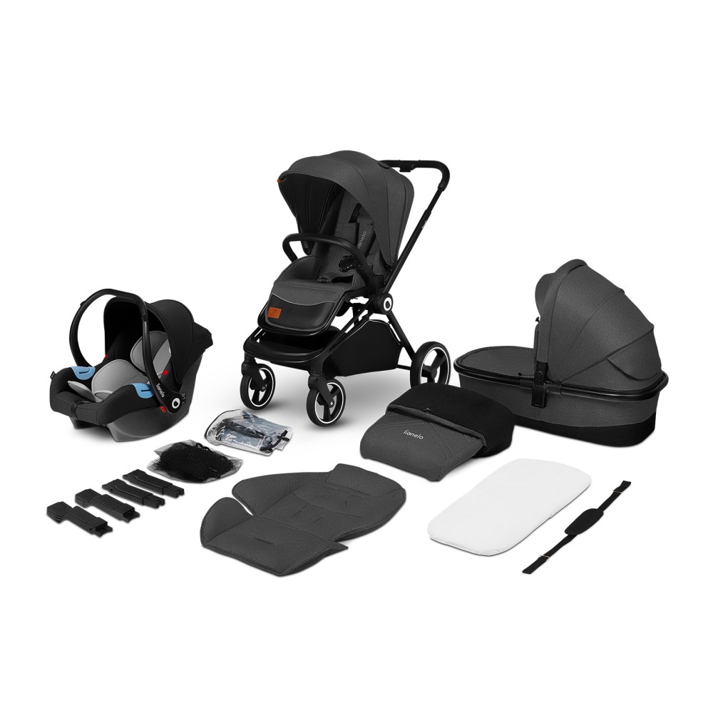 Lionelo Mika - wózek wielofunkcyjny 3w1 / kompaktowy wózek 3w1 • Grey Graphite