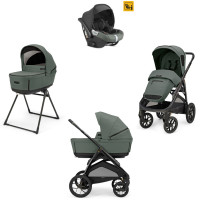 Inglesina Aptica XT Quattro - дитяча коляска преміум 4в1 з автокріслом Darwin, з підставкою для люльки / коляска для бездоріжжя • Taiga Green