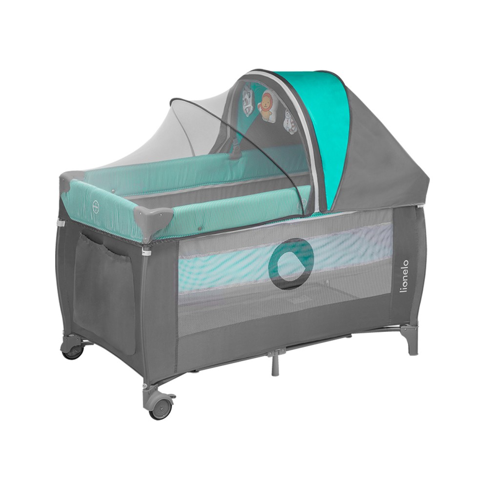 Lionelo Sven Plus - łóżeczko turystyczne z akcesoriami • Turquoise/Grey