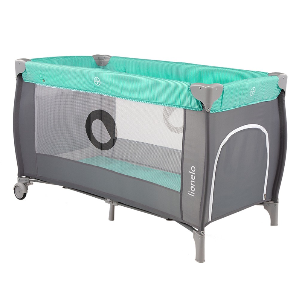 Lionelo Sven Plus - łóżeczko turystyczne z akcesoriami • Turquoise/Grey