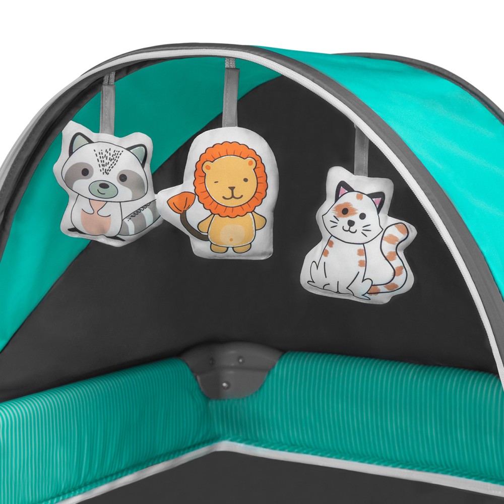 Lionelo Sven Plus - łóżeczko turystyczne z akcesoriami • Turquoise/Grey