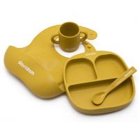 Davidam Mustard набір силіконового посуду з секційною тарілкою