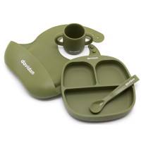 Davidam - zestaw naczyń silikonowych z talerzykiem • Army Green