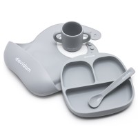 Davidam - zestaw naczyń silikonowych z talerzykiem • Light Grey