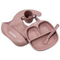 Davidam - zestaw naczyń silikonowych z talerzykiem • Pale Muave