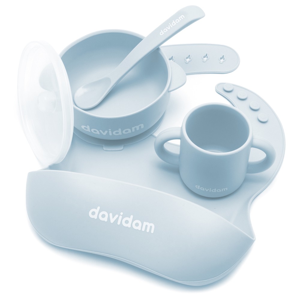 Davidam - zestaw naczyń silikonowych z miseczką • Ice Blue