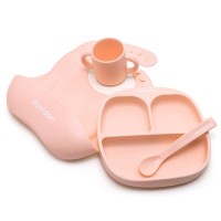 Davidam Soft Pink набір силіконового посуду з секційною тарілкою
