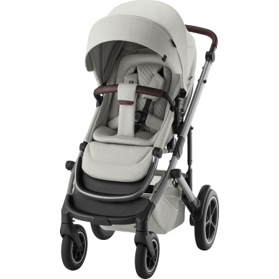 Britax Römer Smile 5Z - wózek spacerowy, spacerówka na każdy teren z kolekcji LUX (luksusowe zrównoważone tkaniny i skórzane detale) • Linen Grey LUX
