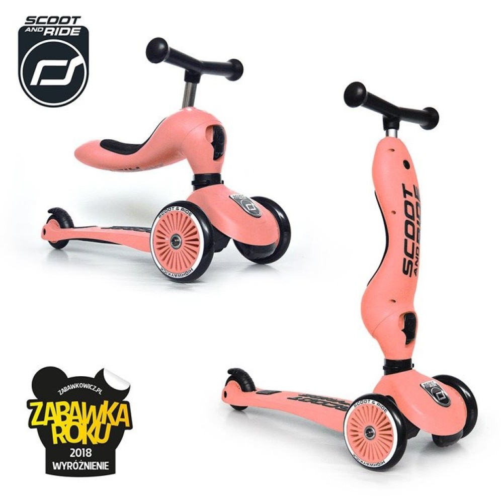 SCOOTANDRIDE Highwaykick 1 2w1 Peach самокат-велобіг