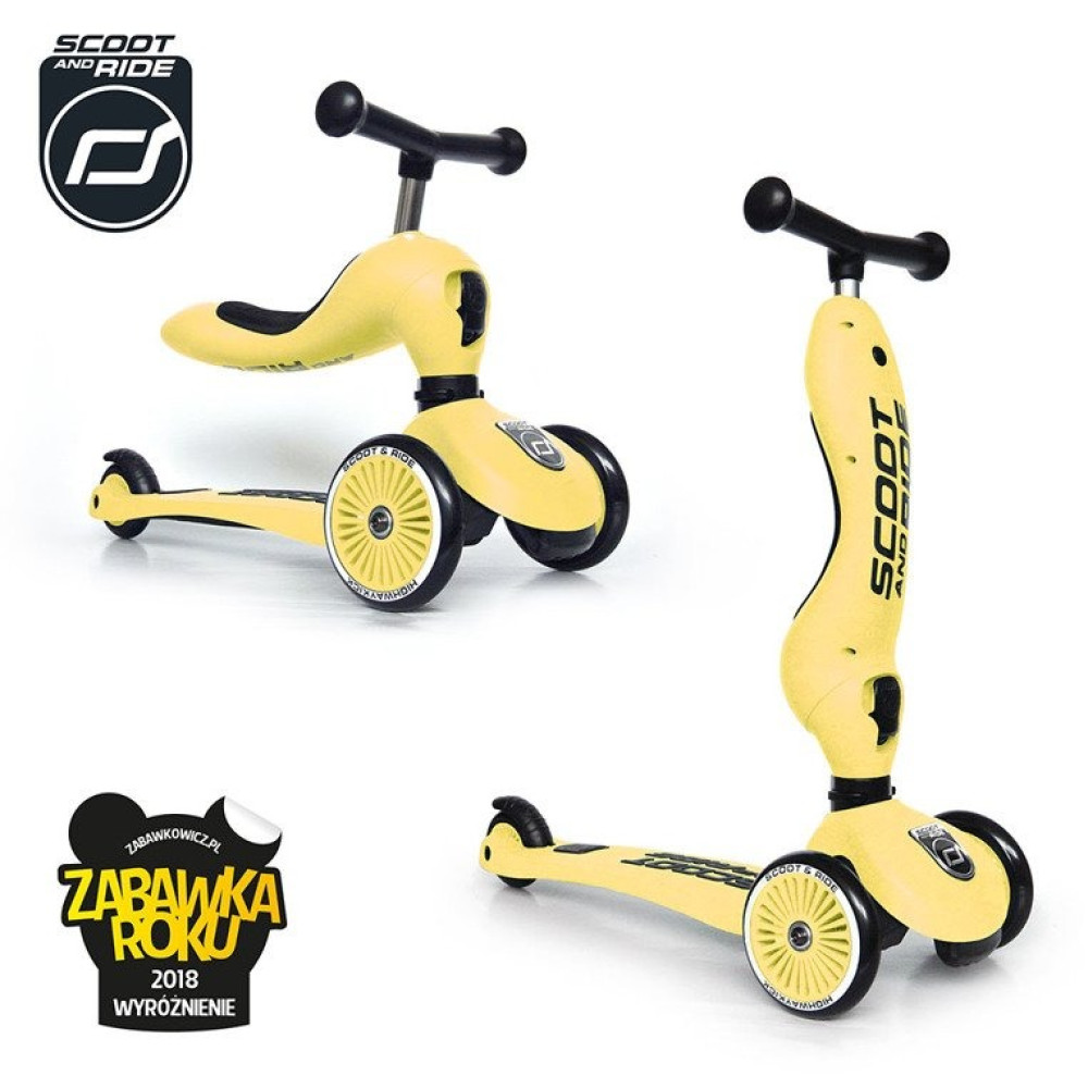 SCOOTANDRIDE Highwaykick 1 2w1 - hulajnoga/rowerek biegowy • Lemon