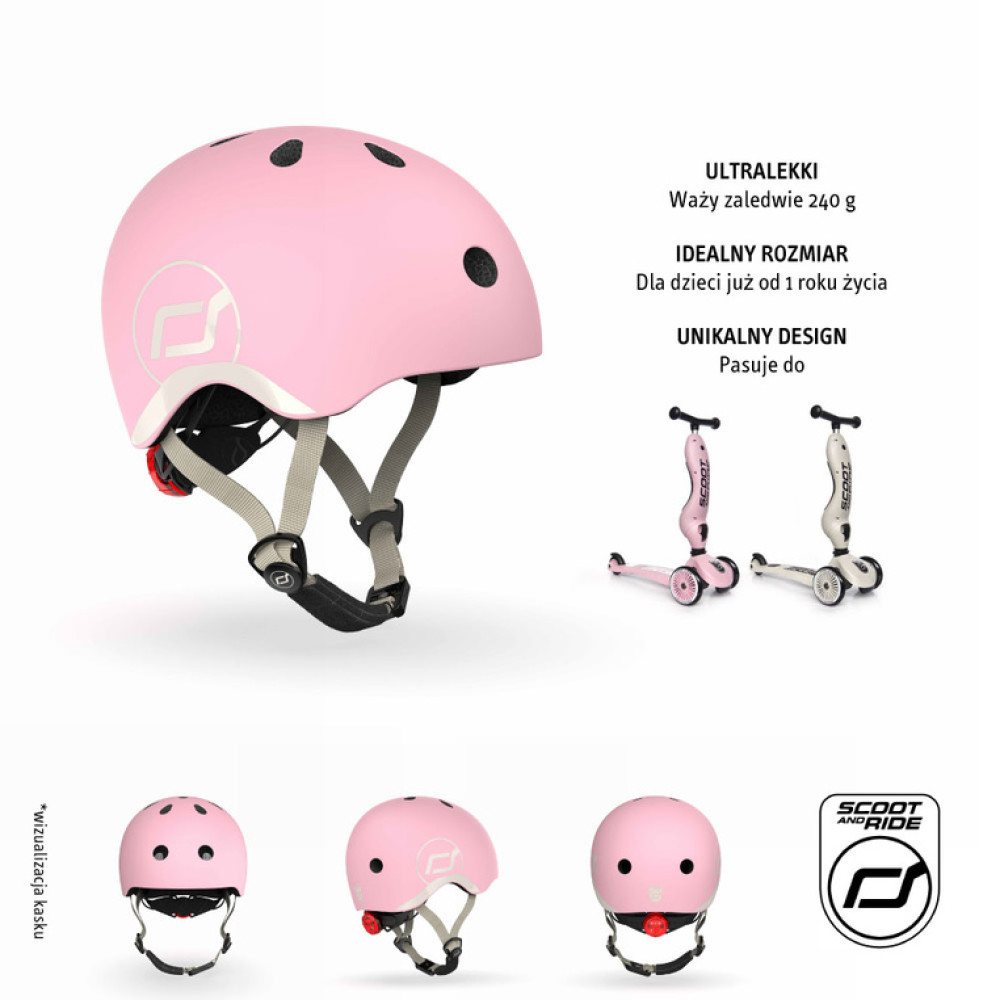 SCOOTANDRIDE XXS-S - kask dziecięcy na rower, hulajnogę (1-5lat / 45-51cm obwód głowy) • Rose
