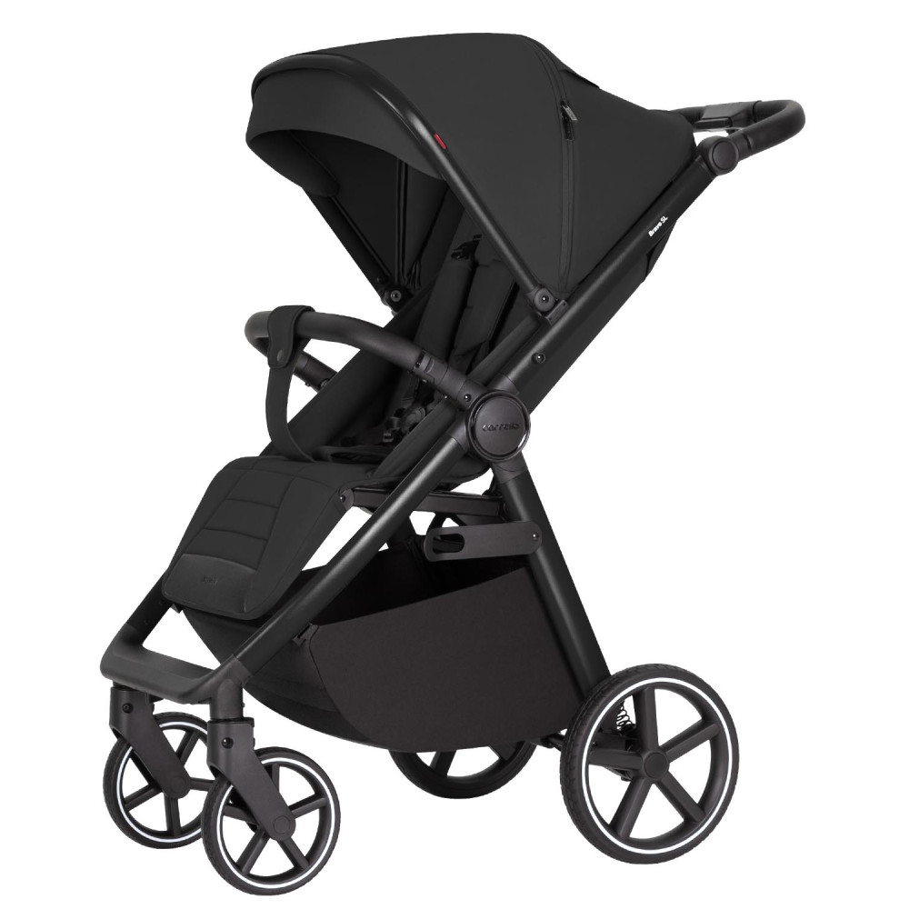 Carrello Bravo SL 2026 Deluxe CRL-5520 - wózek spacerowy na każdą porę roku / spacerówka z dużymi kołami, rączka z regulacją wysokości, łatwe składanie wózka • Deluxe Black