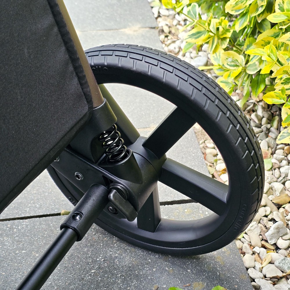 Carrello Bravo SL 2025 Deluxe CRL-5520 - wózek spacerowy na każdą porę roku / spacerówka z dużymi kołami, rączka z regulacją wysokości, łatwe składanie wózka • Eclipse Black