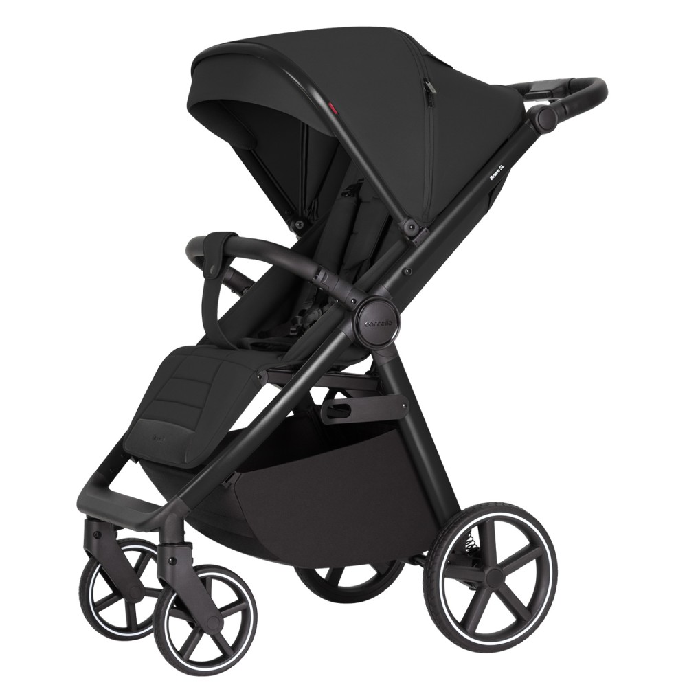 Carrello Bravo SL 2025 Deluxe CRL-5520 - wózek spacerowy na każdą porę roku / spacerówka z dużymi kołami, rączka z regulacją wysokości, łatwe składanie wózka • Eclipse Black