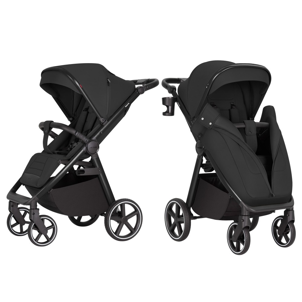 Carrello Bravo SL 2025 Deluxe CRL-5520 - wózek spacerowy na każdą porę roku / spacerówka z dużymi kołami, rączka z regulacją wysokości, łatwe składanie wózka • Eclipse Black