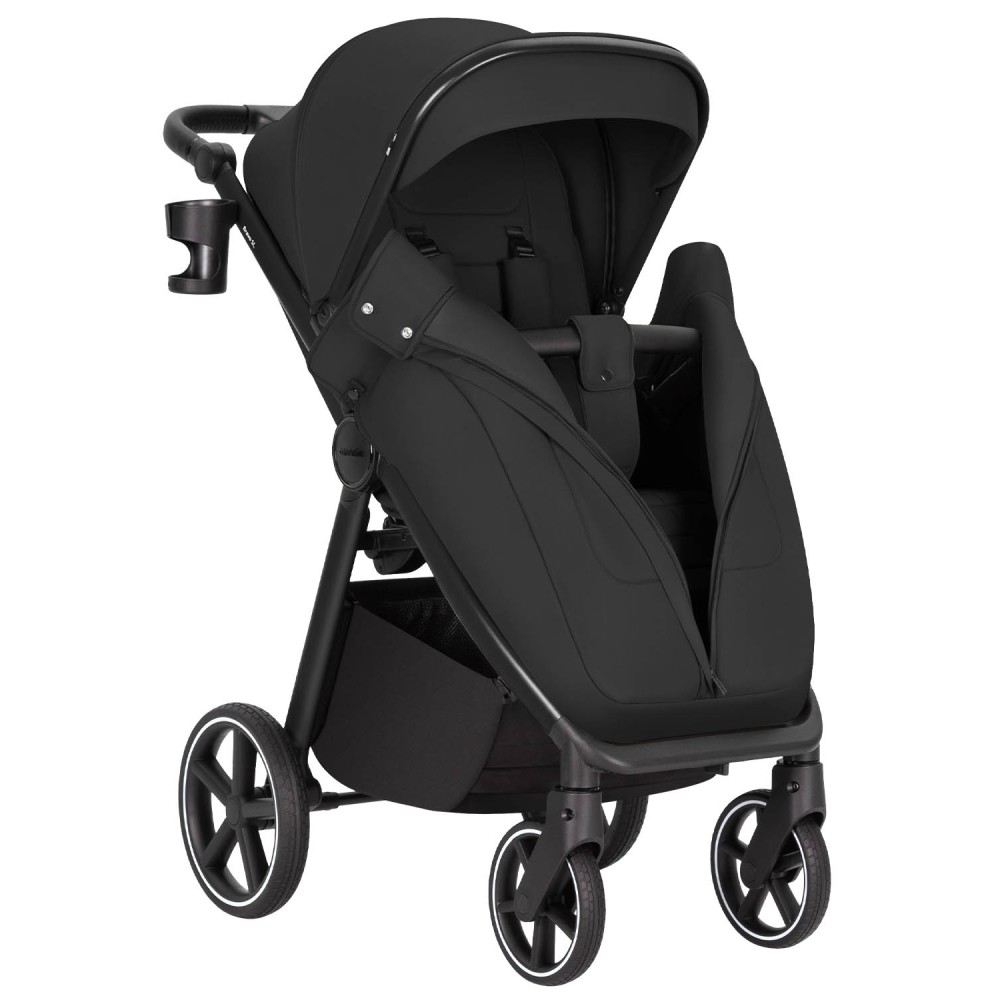 Carrello Bravo SL 2025 Deluxe CRL-5520 - wózek spacerowy na każdą porę roku / spacerówka z dużymi kołami, rączka z regulacją wysokości, łatwe składanie wózka • Eclipse Black