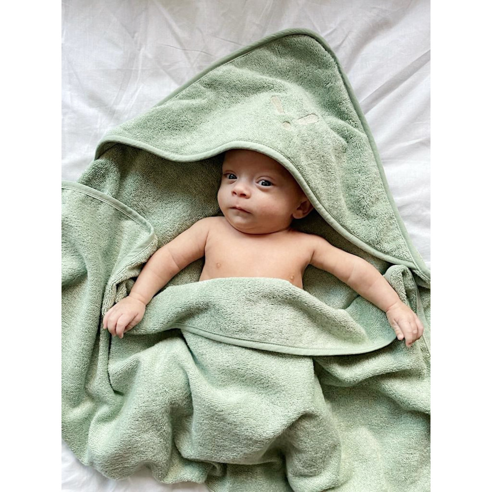 Piapimo дитячий рушник з капюшоном бамбуково-бавовняний (75 x 75 см) • Зелений