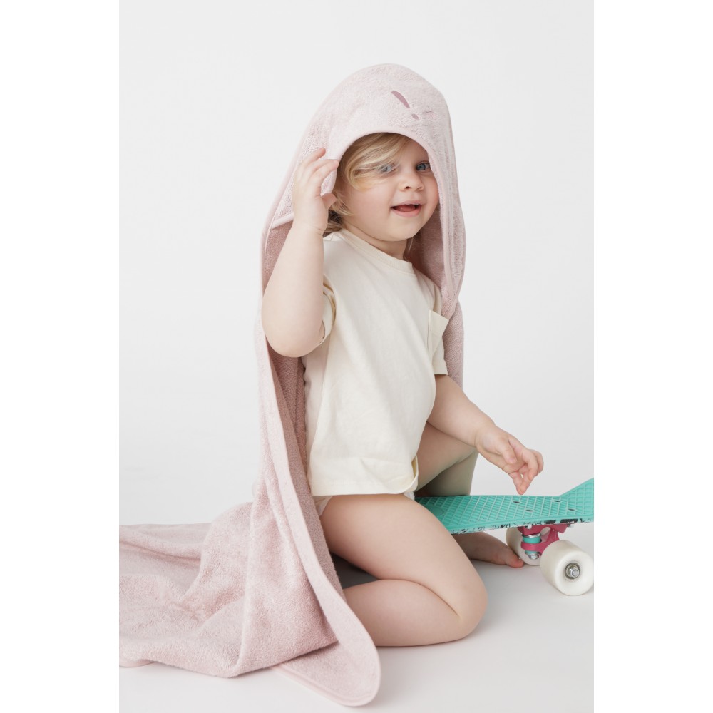 Piapimo дитячий рушник з капюшоном бамбуково-бавовняний (90 x 90 см) • Рожевий