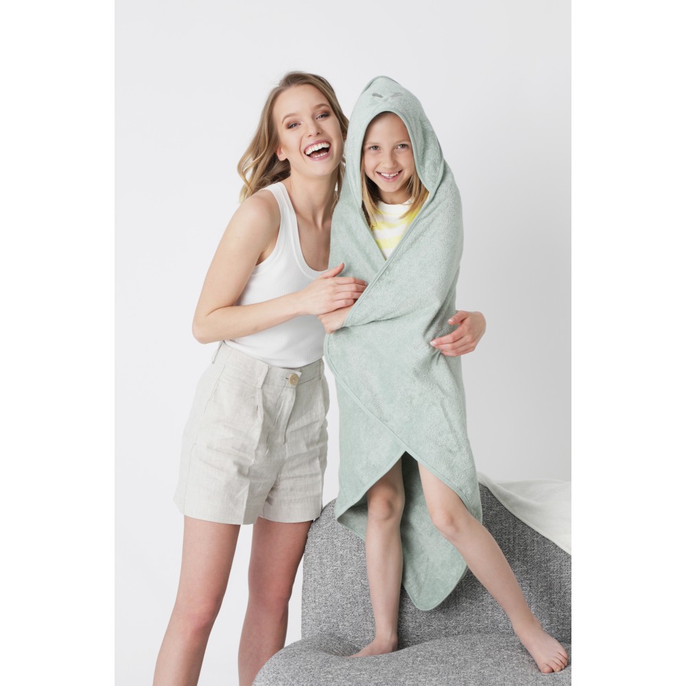 Piapimo дитячий рушник з капюшоном бамбуково-бавовняний (90 x 90 см) • Зелений
