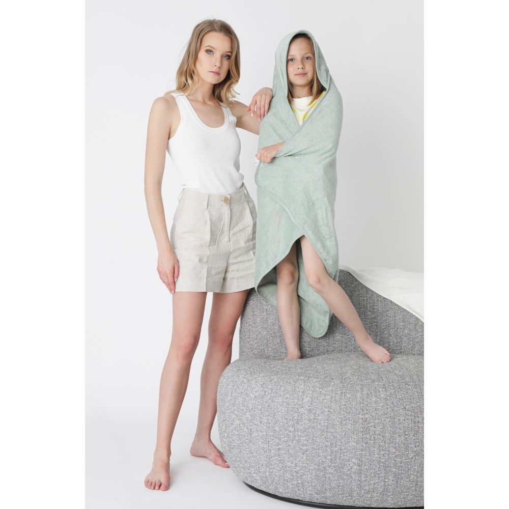 Piapimo дитячий рушник з капюшоном бамбуково-бавовняний (90 x 90 см) • Зелений