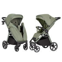 Carrello Bravo SL 2026 Deluxe CRL-5520 - прогулянкова коляска з великими колесами, всесезонний візок, захист від сповзання, ручка регулюється по висоті, зручна система складання • Mosaic Green