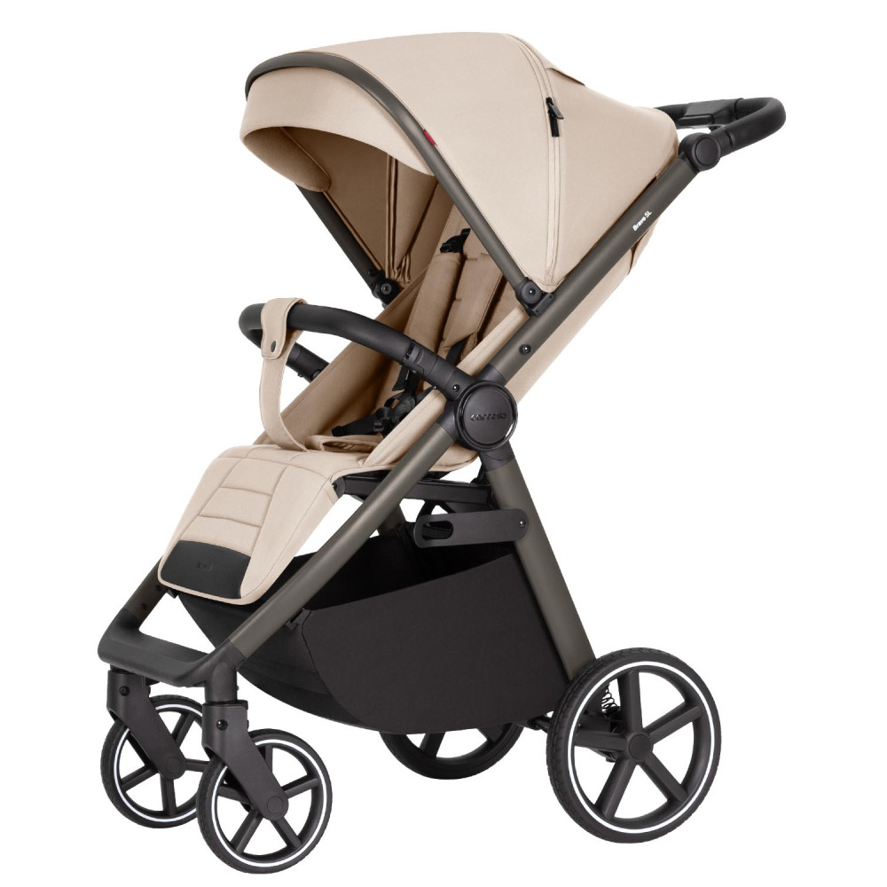 Carrello Bravo SL 2026 Deluxe CRL-5520 - wózek spacerowy na każdą porę roku / spacerówka z dużymi kołami, rączka z regulacją wysokości, łatwe składanie wózka • Shale Beige
