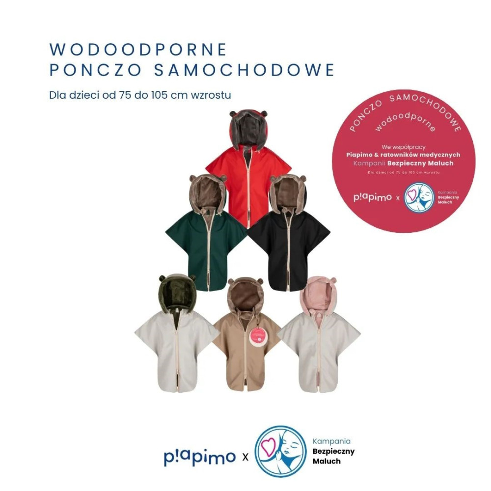 Piapimo - ponczo samochodowe, otulacz do fotelika samochodowego (3-18 mc) • Szary i różowy
