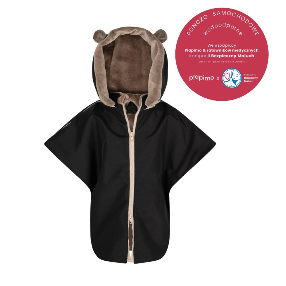 Piapimo дитяче пончо з капюшоном, конверт для дитячого автокрісла (3-18 міс) • Чорний