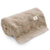 Yosoy Waves - kocyk bawełniany dla noworodka, ażurowy (80 x 100 cm) • Light Beige