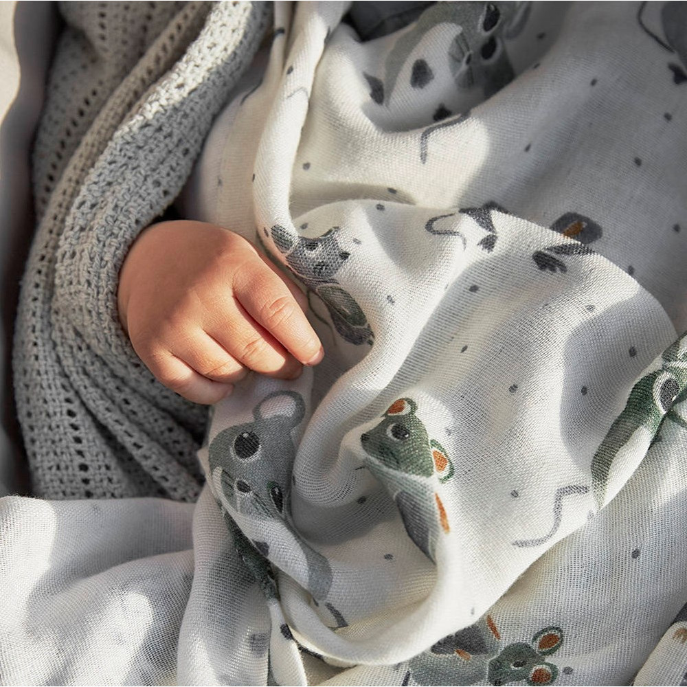 Elodie Details - бамбукова ковдра для новонародженого (80 x 80 см) • Forest Mouse
