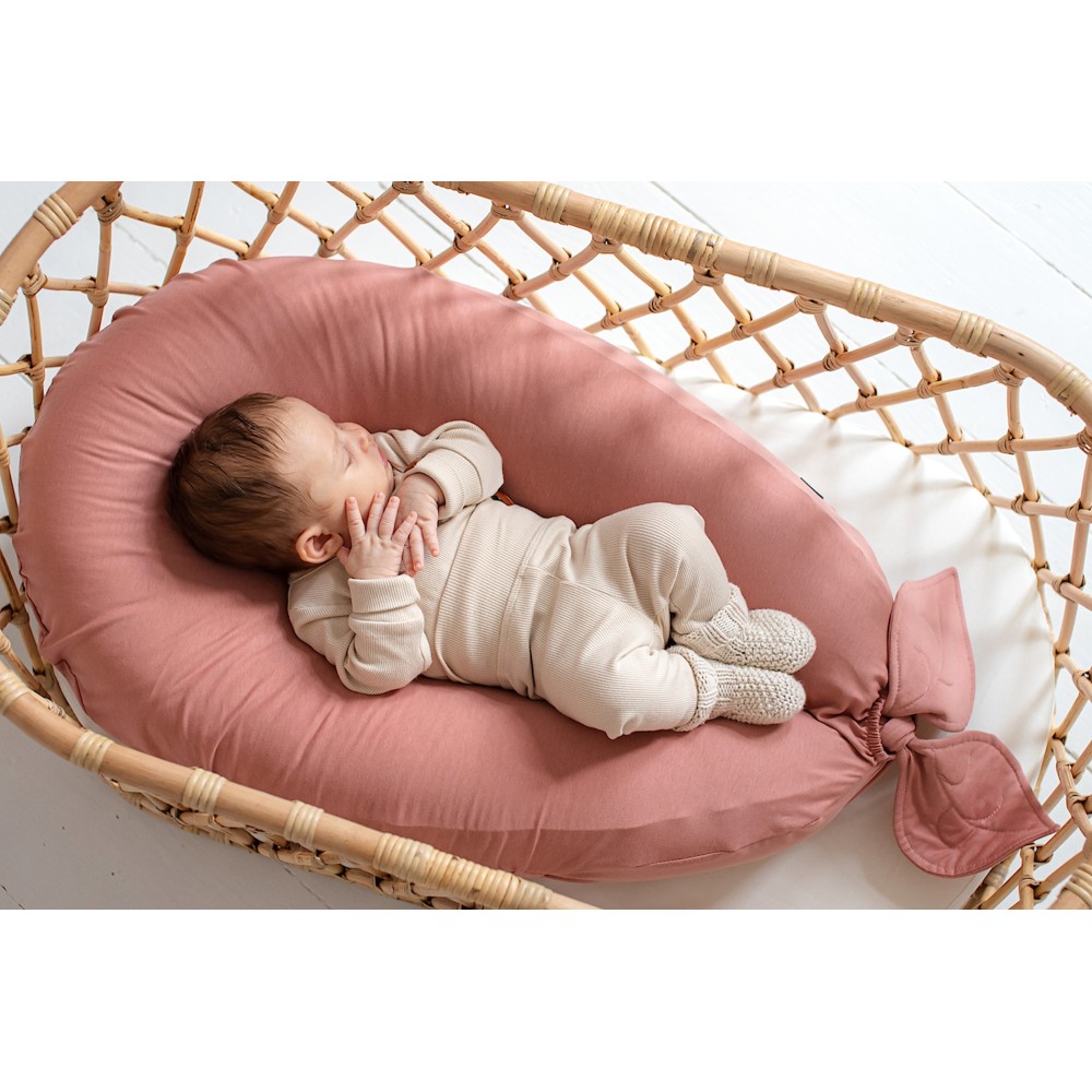 Poofi Nest - універсальна подушка для вагітних, для годування, кокон для немовлят (163x27 см) • Чайна троянда
