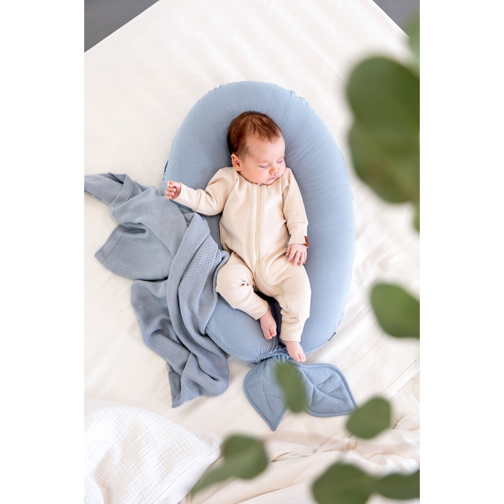 Poofi Nest - універсальна подушка для вагітних, для годування, кокон для немовлят (163x27 см) • Dusty blue
