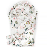 Yosoy - rożek niemowlęcy 100% cv bambus SECRET GARDEN ON WHITE (75 x 75 cm) • Róże na białym tle