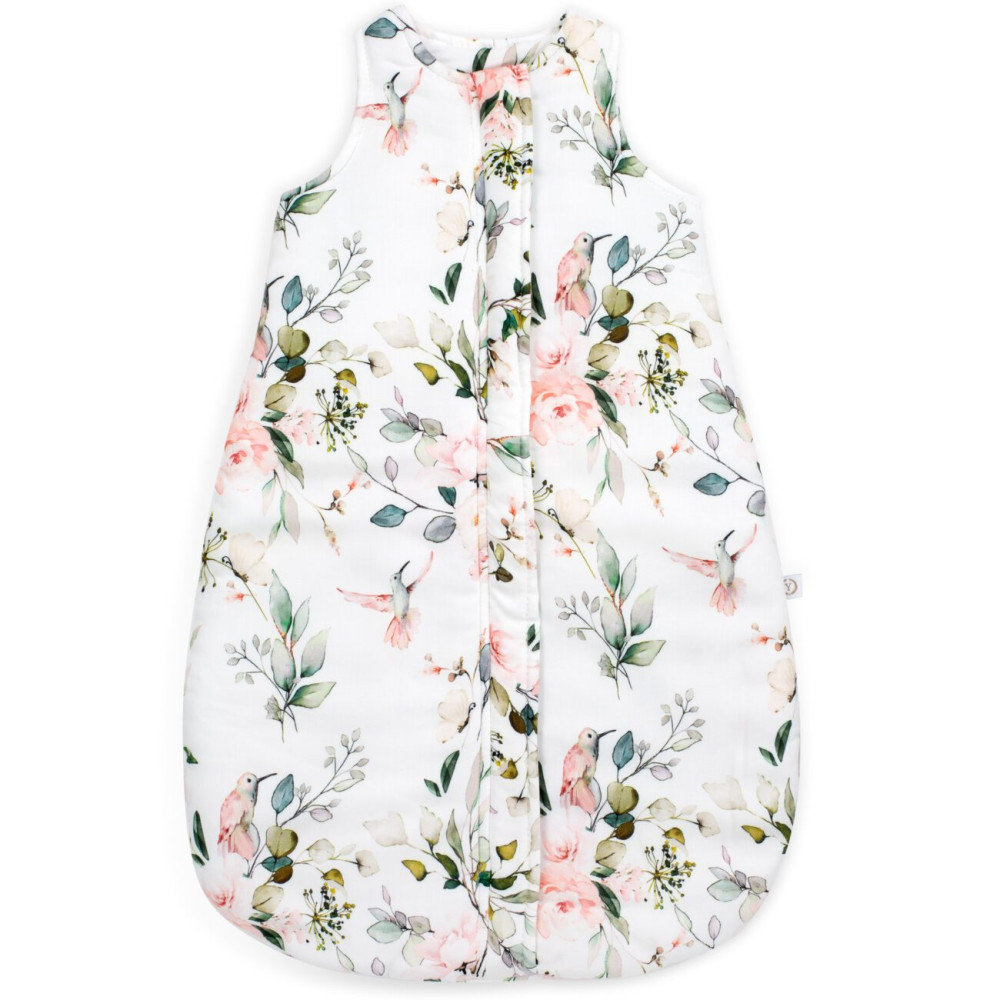 Yosoy - śpiworek niemowlęcy, 2.5 TOG (0-6 mies) eco satin SECRET GARDEN ON WHITE • Róże