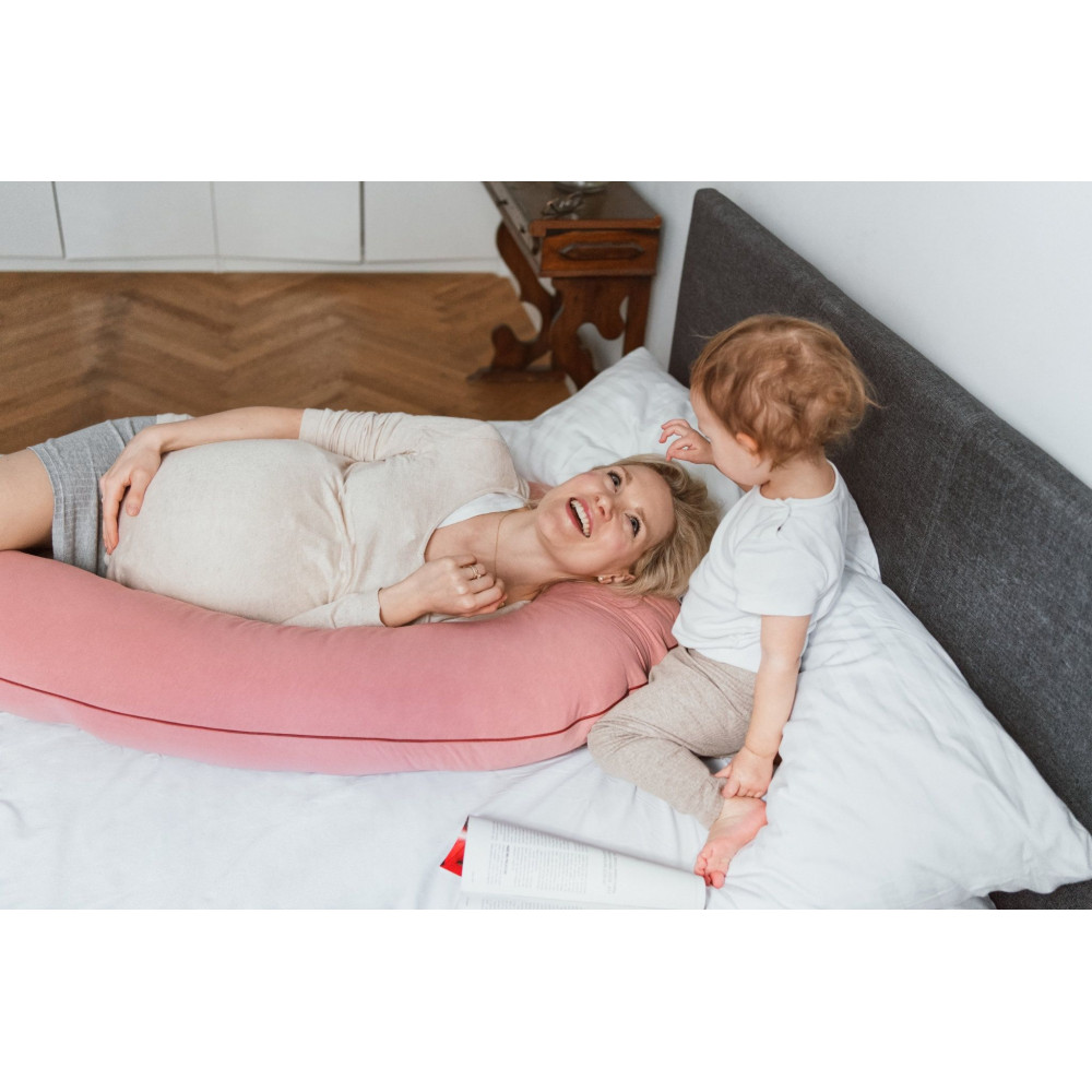 Poofi Organic - подушка для вагітних (120x60 см) • Чайна троянда