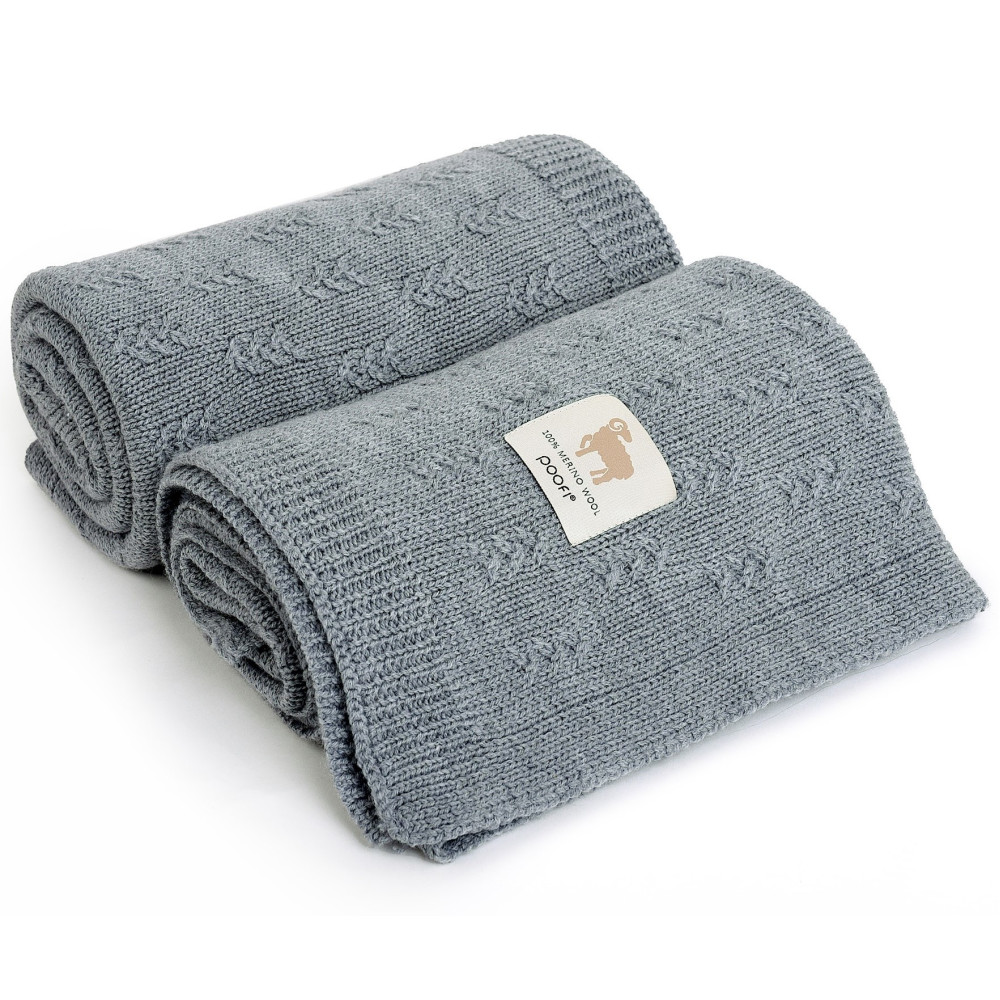 Poofi Narwik - ковдра з вовни мериноса для немовлят (80x100 см) • Сірий