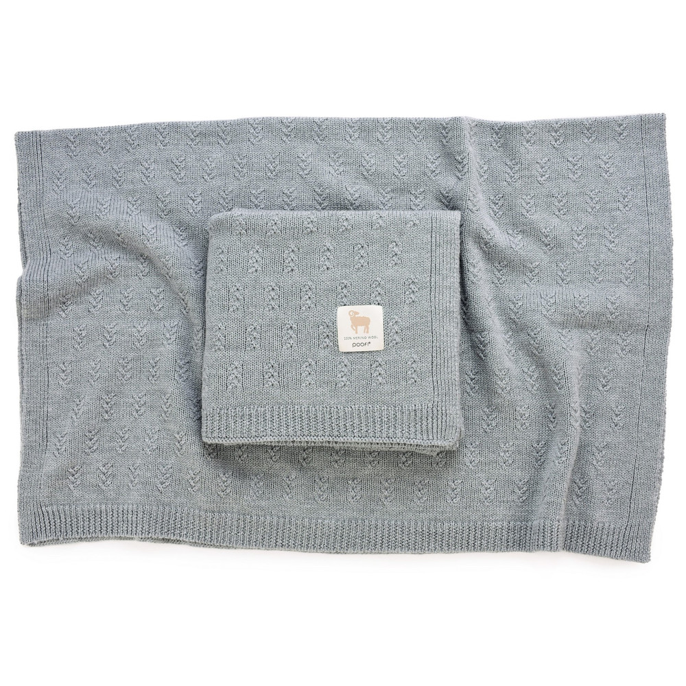 Poofi Narwik - ковдра з вовни мериноса для немовлят (80x100 см) • Сірий